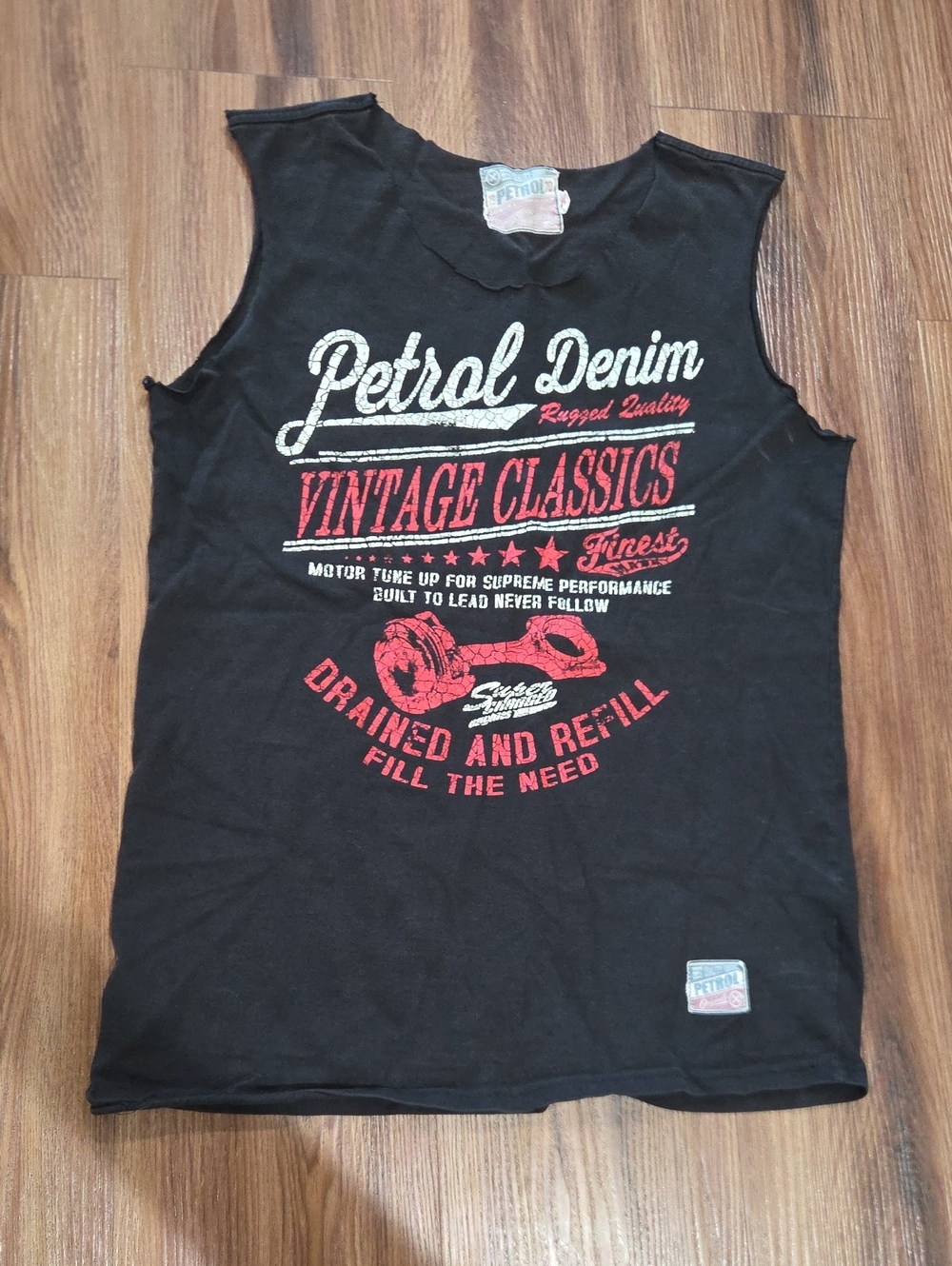 Petrol Denim Men's Black Vintage Classics Sleeveless Tee Size Medium